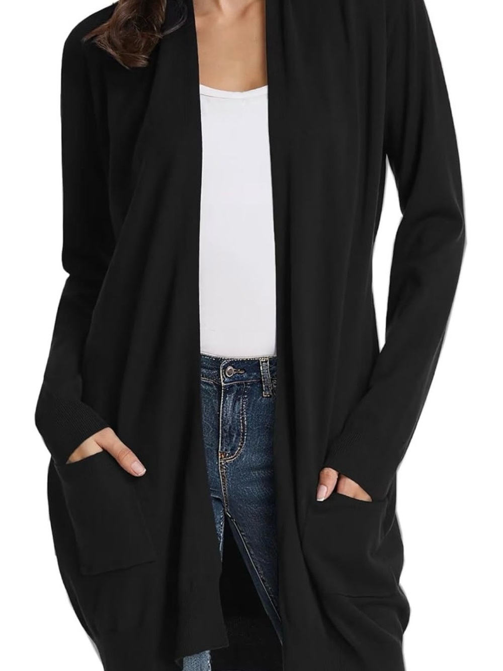 Women's Long Cardigan Sweater - Black